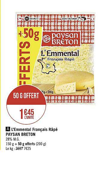 l'emmental français râpé paysan breton