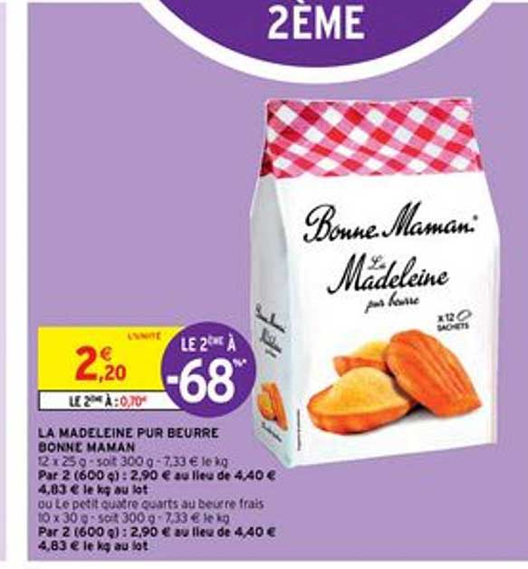 la madeleine pur beurre bonne maman le 2ème à -68%