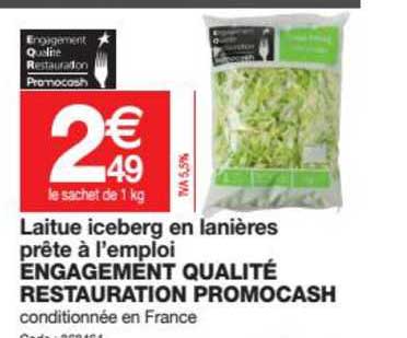 laitue iceberg en lanières prête à l'emploi engagement qualité restauration promocash