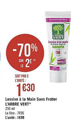 lessive à la main sans frotter l'arbre vert -70% sur le 2e