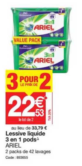 Lessive Liquide 3 En 1 Pods Ariel