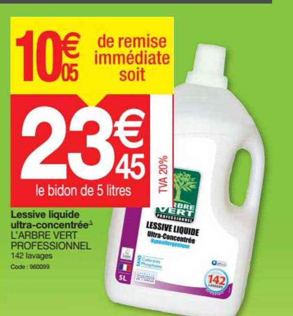 lessive liquide ultra concentrée l'arbre vert professionnel