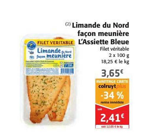 limande du nord façon menière l'assiette bleue -34% remise immédiate