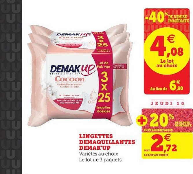 Lingettes Demaqiullantes Demak'up -40% Remise Immédiate