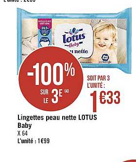Lingettes Peau Nettes Lotus Baby -100% Sur Le 3e
