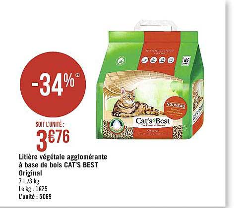 Litière Végétale Agglomérante à Base De Bois Cat's Best Original