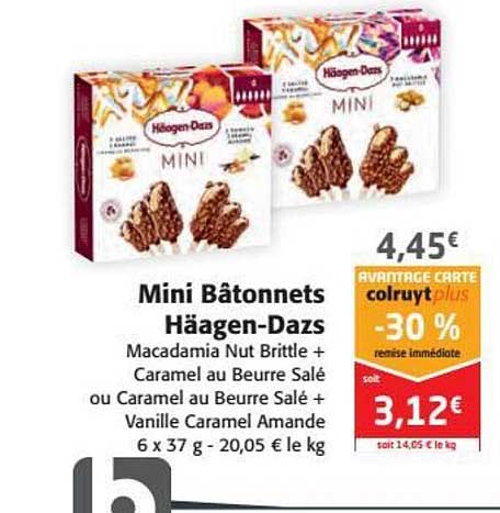 mini bâtonnets häagen dazs -30% remise immédiate