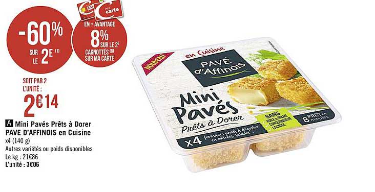 mini pavés prêts à dorer pavé d'affinois en cuisine -60% sur le 2e