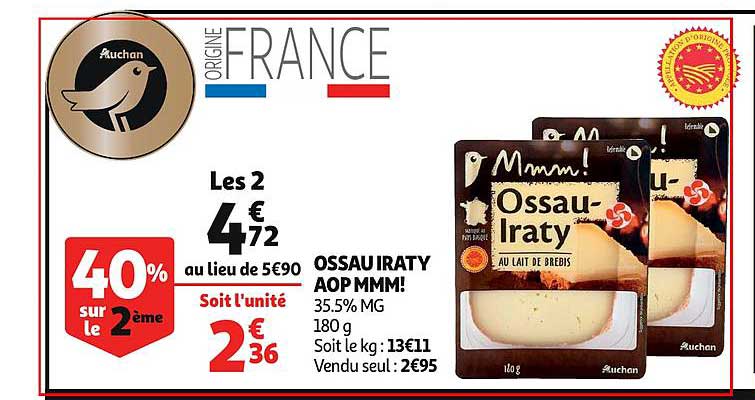 ossau iraty aop mmm 40% sur le 2ème