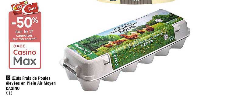 œufs frais de poules élevées en plein air moyen casino