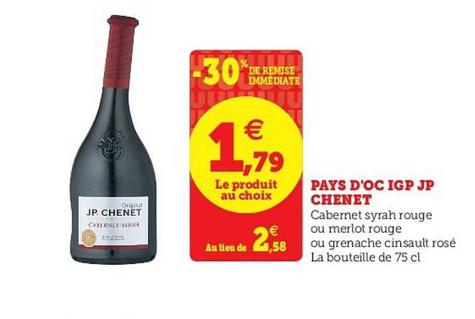 pays d'oc igp jp chenet -30% remise immédiate