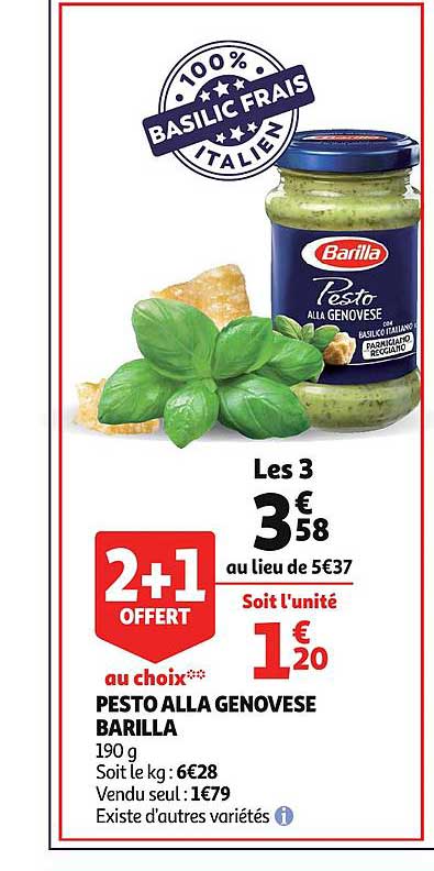 pesto alla genovese barilla 2+1 offert au choix