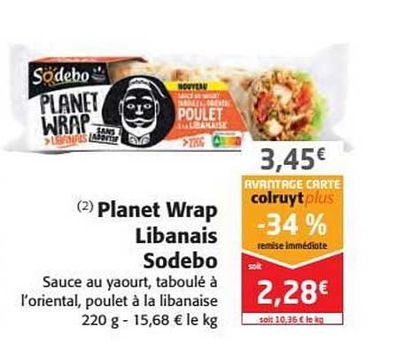 planet wrap libanais sodebo -34% remise immédiate