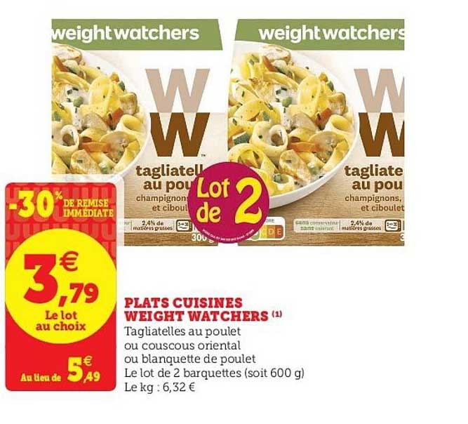 plats cuisines weight watchers -30% remise immédiate