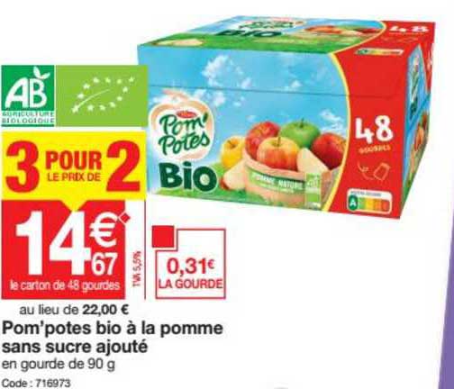 pom'potes bio c sans sucre ajouté