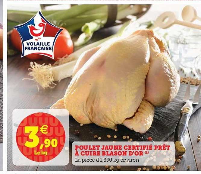 poulet jaune certifié prêt à cuire blason d'or