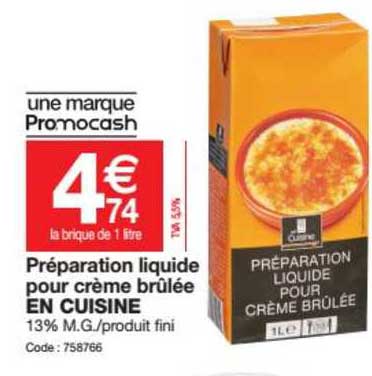 préparation liquide pour crème brûlée en cuisine