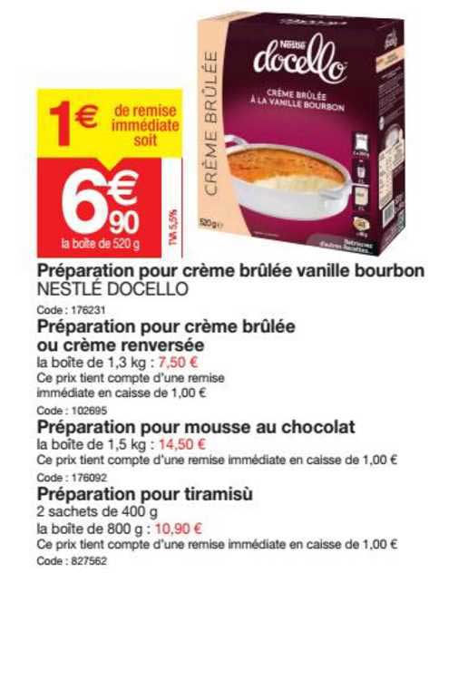 Préparation Pour Crème Brûlée Vanille Bourbon Nestlé Docello