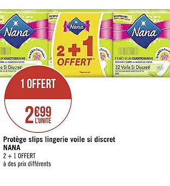 protège slips lingerie voile si discret nana 2+1 offert