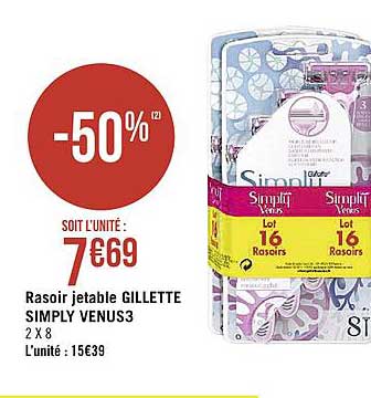 Rasoir Jetable Gillette Simply Venus3