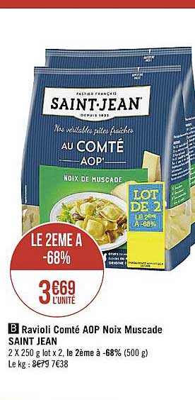 ravioli comté aop noix muscade saint jean le 2ème à -68%
