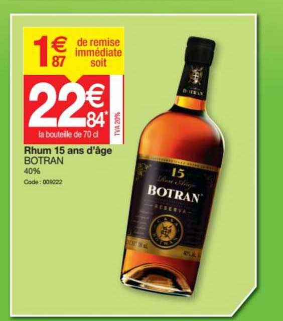 rhum 15 ans d'âge botran