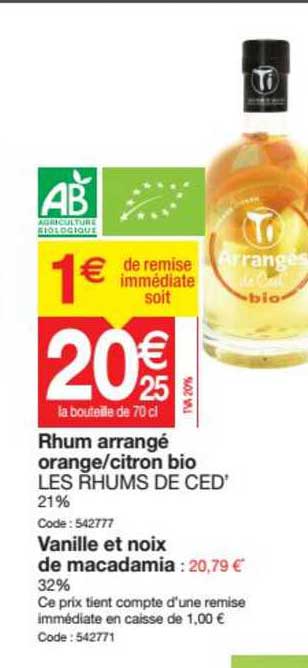 rhum arrangé orange citron bio les rhums de ced' vanille et noix de macadamia