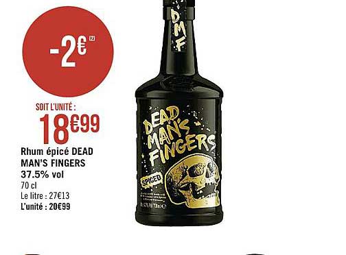 rhum épicé dead man's fingers 37.5% vol.
