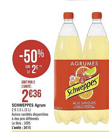 Schweppes Agrumes -50% Sur Le 2e