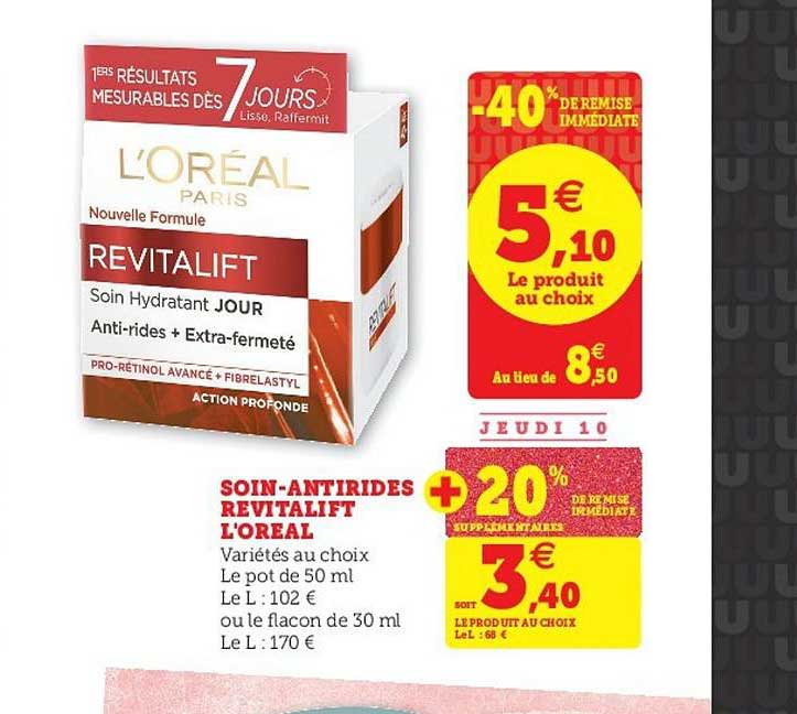 soin antirides revitalift l'oréal -40% remise immédiate