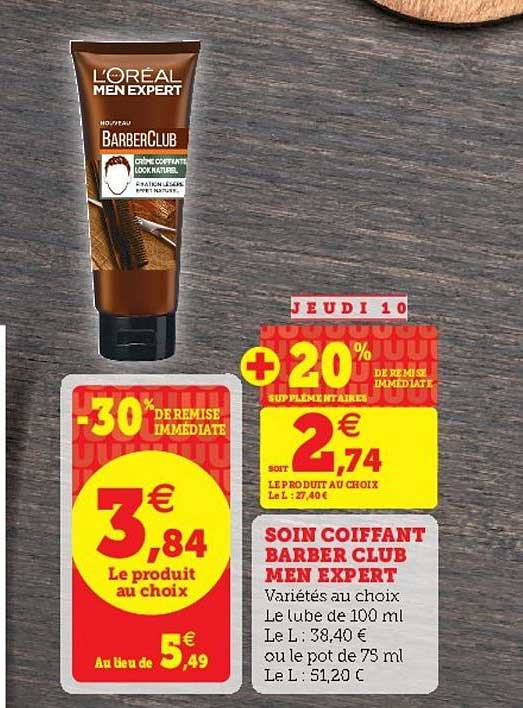soin coiffant barber club men expert -30% remise immédiate