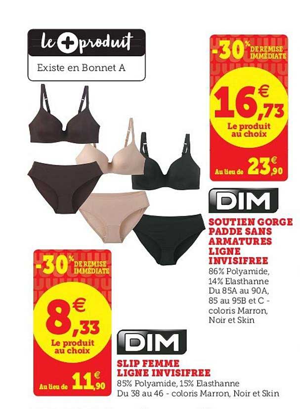 soutien gorge padde sans armatures ligne invisiffre slip femme ligne invisifree -30% remise immédiate