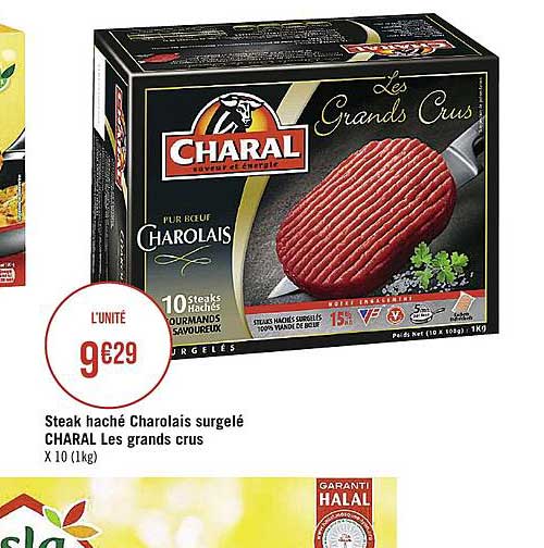 steak haché charolais surgelé charal les grands crus