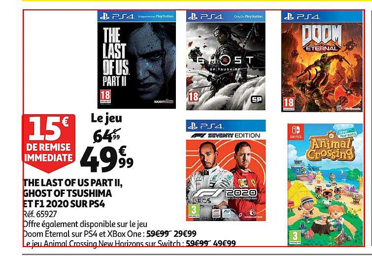 the last of us part ii, ghost of tsushima et f1 2020 sur ps4