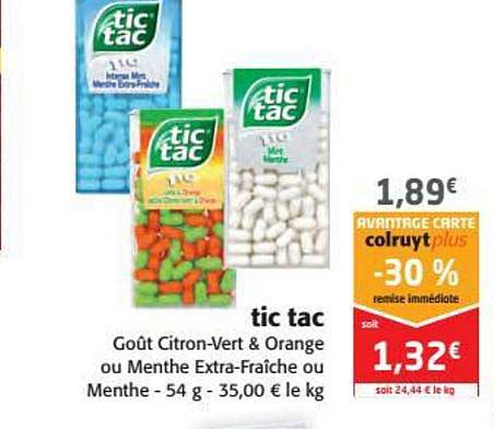 tic tac -30% remise immédiate