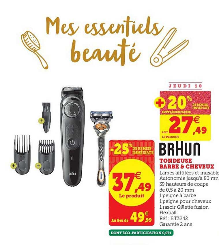 Tondeuse Barbe Cheveux -25% Remise Immédiate