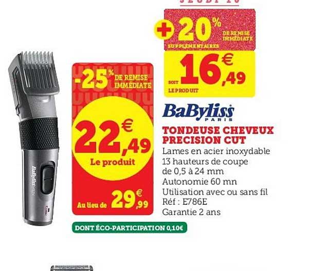 tondeuse cheveux précision cut -25% remise immédiate
