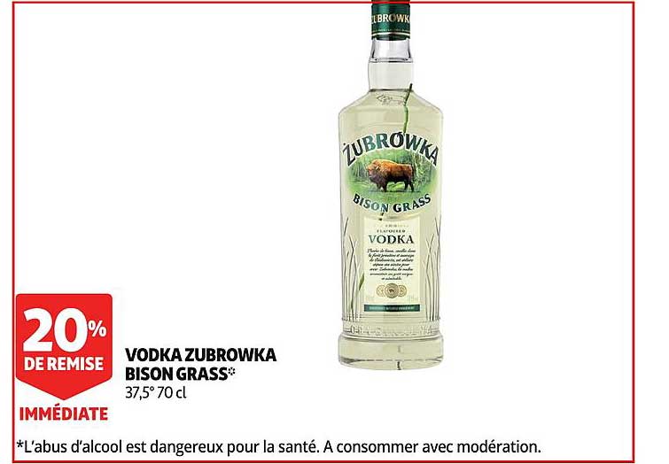vodka zubrowka bison grass 20% remise immédiate