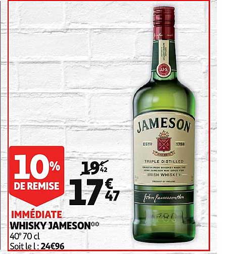 Whisky Jameson 10% Remise Immédiate