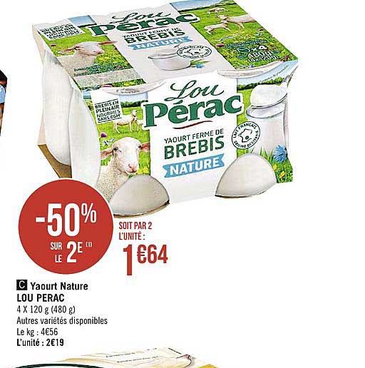 Yaourt Nature Lou Perac -50% Sur Le 2e