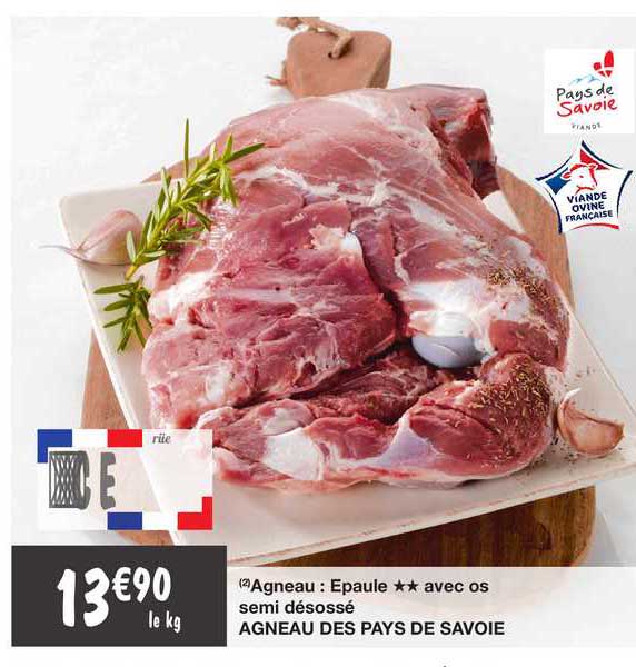 agneau : épaule avec os semi désossé agneau des pays de savoie