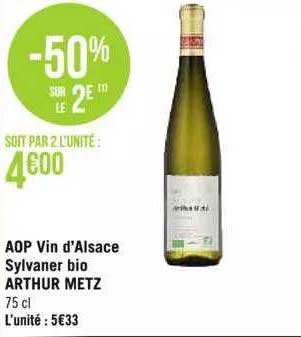 Aop Vin D'alsace Sylvaner Bio Arthur Metz