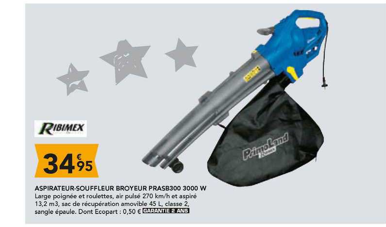 aspirateur-souffleur broyeur prasb300 3000 w ribimex