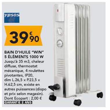 bain d'huile "win" 5 éléments 1000 w ypsos