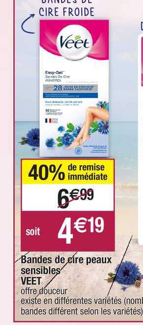 bandes de cire peaux sensibles veet