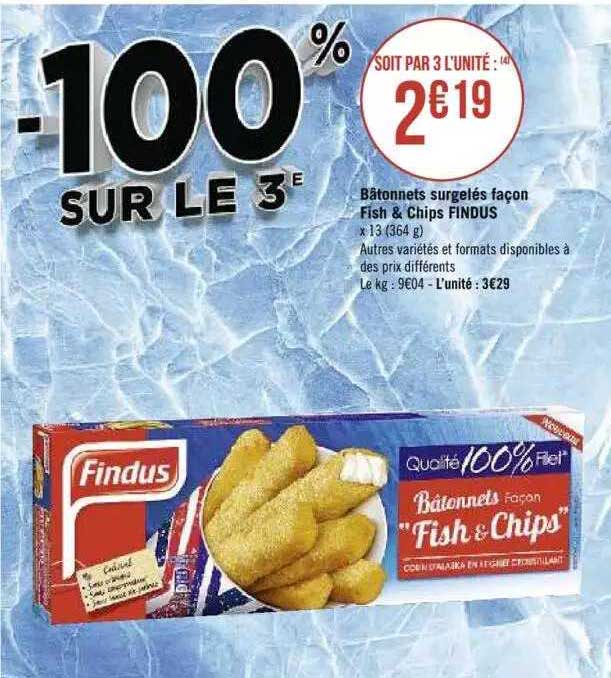 bâtonnets surgelés façon fish & chips findus