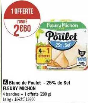 blanc de poulet -25% de sel fleury michon