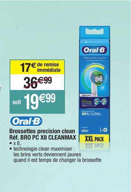 brossettes précision clean oral-b réf. bro pc x8 cleanmax