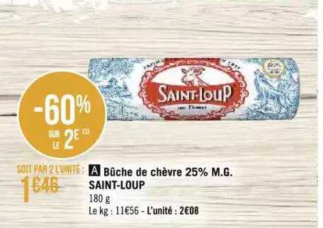 bûche de chèvre 25% m.g. saint-loup