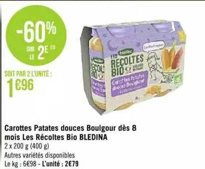 carottes patates douces boulgour dès 8 mois les récoltes bio blédina